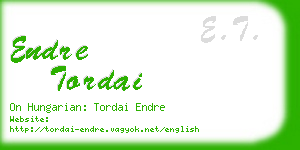 endre tordai business card